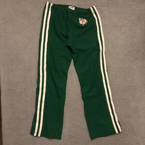 Vtg‎ Boston Celtics Sand-Knit Snap Warmup Pants Mens Med Green NBA Tearaway 80's